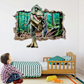 Miniatyrbild 2 av 5: Skog Dinosaurie Väggdekaler 3D Djur Look Väggdekaler för Sovrum Väggdekor