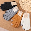Miniatyrbild 4 av 5: Vinter Touch-Handskar Dam Herr Varma Stretch Stickade Vantar Imitation Black
