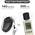 Miniatyrbillede 2 af 5: Personligt Alarm, Anti-Overfald Nøglering - 140dB Nødalarm med LED Lys - Forebyggelse Advarsel til Kvinder og Børn (Sort)
