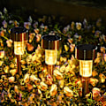 Miniatyrbilde 1 av 5: 10-pakks Solcelled Stibelys for Utenfor, LED-lys for Hage, Landskap, Terrasse, Plen, Hage, Innkjørsel, Varmt Hvit (Rustfritt Stål)