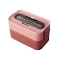 Miniatyrbillede 1 af 4: Bento Lunch Box Sæt, 1600 ML Lunch Box med Bestik - 19,5 cm Længde × 11,5 cm Bredde × 11,5 cm Højde, Lækagesikker Bento Box til Picnic, Arbejde, Snacks, Mikro