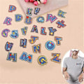 Miniatyrbillede 4 af 5: Farverige denim stryge-patch bogstaver 26 stk. A-Z bogstav patch dyreform DIY mønster stryge- eller sy-patch denimjakke rygsæk applikation