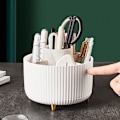 Miniatyrbillede 1 af 5: Elfenbensfarvet Kosmetik Organizer, 360° Drejelig Organizer, Bærbar Kosmetikboks, Multifunktionel Opbevaring, Kosmetikopbevaring til Soveværelse, Badeværelse, Klædeskab
