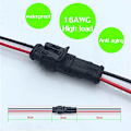 Miniatyrbillede 3 af 5: Vandafvisende stik, (5-pak) (2-polet stik) 2-polet selvspændende elektriske ledningsforbindelser med 16 AWG marinekabel til bil, lastbil, båd og andet
