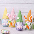 Miniatyrbillede 4 af 5: Påske GNOME Dekorationer, Plys Påskehare GNOME Pynt med Gulerod, Ansigtsløse Gnomer Plys Dukke til Påske Dekorationer Børnegave