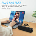 Miniatyrbilde 3 av 5: Datamaskinhøyttaler (183*37*47mm), USB-drevet høyttaler for skrivebord, Windows PC, bærbar PC. Mini bærbar lydplanke - Plug and Play