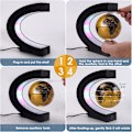 Miniatyrbillede 5 af 5: Magnetisk Flydende Globus med Farverige LED-lys C-formet Anti-Gravitation Roterende Verdenskort til Gave Hjem Kontor Dekoration (med Afbryder, Guld), Guld