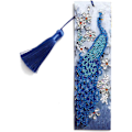 Miniatyrbilde 1 av 5: 5D Diamant-pastet malerisett (påfugl), DIY diamantmaleri bokmerker, diamantbroderi bokmerkesett med lærkvast, mal etter tallsett