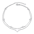Miniatyrbillede 1 af 4: Dames Anklet med Tilpasseligt Hjerte Kædeboks/Kant/Figaro Kæde Anklet i Rustfrit Stål/Forgyldt, Sommer Smykker