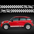 Miniatyrbillede 1 af 4: 1 Par 180cm Racing (Hvid) Ternet Flag Side Stripe Sticker Plaid Grid Grafik Stripe Vandtæt Dør Side Sticker Trim