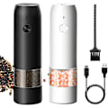 Miniatyrbillede 1 af 5: Elektrisk Salt- og Peberkværn, USB Opladbar, Automatisk Drift, 2 Pak Saltkværn med LED Lys, Enhåndsbetjening, Justerbar Grovhed