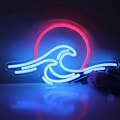 Miniatyrbild 1 av 5: 40 x 22 cm Solnedgång & Hav - Våg LED Neon Skylt för Cool Väggdekor för Vardagsrum, Pojk- och Flickrum, USB-driven