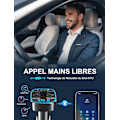 Miniatyrbillede 3 af 5: Bluetooth Bil, FM-transmitter Bluetooth 5.0 Radioadapter Trådløs MP3 Musikspiller, Håndfri Opkald, Dobbelt USB-porte 5V/2.4A & 1A, Billader Sup