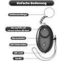 Miniatyrbillede 3 af 5: Personligt Alarm, Anti-Overfald Nøglering - 140dB Nødalarm med LED Lys - Forebyggelse Advarsel til Kvinder og Børn (Sort)