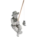 Miniatyrbilde 1 av 5: Design Frédéric den lille fiskeren fra Avignon fiskerstatue for hage, 14 cm, polyresin, to steinfarger
