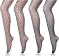 Miniatyrbillede 2 af 4: Fishnet Strømper, 4 Par Højtaljede Strømper med 4 Typer, Sexy Elastiske