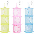 Miniatyrbillede 1 af 5: 3 stk. Børneopbevaringsnet (Pink, Grøn, Blå - 75*27CM), Foldbar Mesh Kurv Hængende Legetøjsopbevaring med S-Krog til Plyslegetøj Små Tøj Lingeri