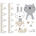 Miniatyrbillede 3 af 4: Børnehøjdediagram Vægsticker, Baby Vækst Højde Vægsmåler, Skovdyr Mus Ugle Egern Træ Højde Måling Vægmærker, DIY Dekoration til K