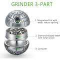 Miniatyrbillede 3 af 5: Star Wars Grinder Krydderkværn, Urtekværn med Pollenopsamler 2\", Fremstillet af Holdbar Zinklegering, til Urter, Pollen, Blomster, Sort Gaveæske