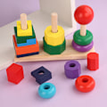 Miniatyrbild 3 av 5: Geometrisk staplare | Träleksak för utveckling | Första åldern | Motorik | Tidig inlärningsleksak | 3+ | Present till pojke eller flicka