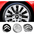 Miniatyrbild 2 av 5: X4 60mm Aluminiumhjulkapslar för Citroen C2 C4 C5 C6 C-Quatre Logo Chrome Silver Färg