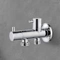 Miniatyrbilde 4 av 5: Reguleringsavstengningsventil med håndtak for toalett dusj, avstengningsventil med to uttak (20 mm, kaldt vann), krom