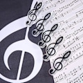 Miniatyrbillede 5 af 5: Sæt med 10 transparente plastik musiknoteklemmer til sider og noder (sort)