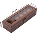 Miniatyrbillede 2 af 5: Etui til 6 ure/display/boks/opbevaring til ure i PU og glas med træmønster