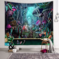 Miniatyrbillede 1 af 5: Forest Garden Væghæng, 150X130CM Psykedelisk Hippie Tapet Vægtapet Planter Svampe, Abstrakt Tapet Dekoration Væghængende Tæppe