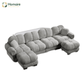 HOMAIRE 4-sits U-soffa i chenille, modulär med 2 flyttbara ottomaner, ljusgrå Ljusgrå 330 x 149 x 90 cm