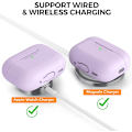 Miniatyrbillede 3 af 7: Silikone Etui til AirPods Pro 2 med Håndledsrem – USB-C Support, Front LED Synlig, Kompatibel med 2. Generation lilla