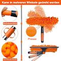 Miniatyrbild 5 av 7: Fönsterskrapa 2-i-1 med teleskopskaft 4,5 m – Fönsterrengöring för höga fönster, bil, dusch, inomhus & utomhus orange