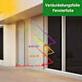 Miniatyrbild 3 av 6: Solskydd och UV-skydd självhäftande fönsterfilm, spegelreflekterande design för integritetsskydd Svart 50cmx2m