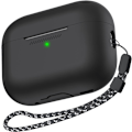 Miniatyrbillede 1 af 7: Silikone Etui til AirPods Pro 2 med Håndledsrem – USB-C Support, Front LED Synlig, Kompatibel med 2. Generation sort