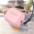 Miniatyrbild 5 av 6: Silikonskal för AirPods Pro 2 med handledsrem – Stöd för USB-C, synlig front-LED, kompatibel med 2:a generationen rosa