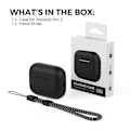 Miniatyrbillede 7 af 7: Silikone Etui til AirPods Pro 2 med Håndledsrem – USB-C Support, Front LED Synlig, Kompatibel med 2. Generation sort