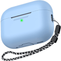 Miniatyrbillede 1 af 7: Silikone Etui til AirPods Pro 2 med Håndledsrem – USB-C Support, Front LED Synlig, Kompatibel med 2. Generation blå