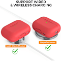 Miniatyrbillede 3 af 7: Silikone Etui til AirPods Pro 2 med Håndledsrem – USB-C Support, Front LED Synlig, Kompatibel med 2. Generation rød