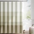 Duschdraperi med gradient – tvättbart textiltyg – modern färgstrimmig design – vattenavvisande polyester Beige 180×180 cm