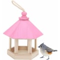 Miniatyrbild 1 av 4: Trähus för fåglar Vacker ihålig mittdesign Lätt att rengöra Hängande fågelhus Inomhus balkong Park Trädgård Utomhus (Rosa)