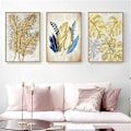 Miniatyrbild 4 av 5: Set med 3 moderna väggkonstposters, guldfolie-konsttryck för vardagsrum, oramad Triumph (40 x 50 cm)