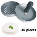 Miniatyrbild 1 av 5: Risbollar hamburgare DIY-form smörgås stekt äggform kreativt köksredskap manuell hamburgare patty tryck med 40 st absorberande papper