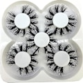 Miniatyrbild 1 av 5: NYA 4 par 3D Mink Hår Falska Ögonfransar Criss-cross Wispy Cross Fluffy längd 25-30mm Fransar Förlängning Handgjorda Ögon Makeup Verktyg (N35)（80A）