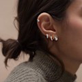 Miniatyrbillede 2 af 5: Cubic Zirconia Brusk Hoops - Sterlingsølv Hypoallergeniske Krystal Brusk Hoops Ørestikker Sæt Små Cz Hoop Huggies Ørestikker Rhinestones