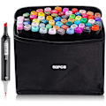 Miniatyrbild 10 av 10: Highlighter Twin Tip Sketch Marker Pens Set med bärväska Graffitipennor - 60 färger