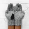 Miniatyrbild 4 av 5: Kattvantar för Kvinnor Ullvantar Höst Vinter Utomhus Varma Kalla Skydd Vadderade Katt Tryckta Vantar-4（Rosa）