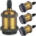 Miniatyrbillede 1 af 5: Retro E27 lampefatning Edison Retro Lysekrone Solid Keramisk Adapter 4 Stykker Messing Retro Fatning