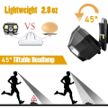 Miniatyrbillede 3 af 4: LED pandelampe, LED forlygte, LED lommelygte pandelampe, USB superlys stærk genopladelig pandelampe