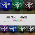 Miniatyrbillede 2 af 4: Flyvemaskine Natlampe 3d Illusion Lampe 7 Farve Skiftende Touch Control Med Usb Kabel Led Ta