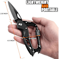 Miniatyrbild 3 av 5: Locking Carabiner Camping Multi Tool, Present för män, 6 i 1 Edc Carabiner Nyckelring med Flasköppnare